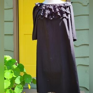 Tiana B. Vintage Inspired Gothcore Short Sleeve Shift Dress Sz 12 Black